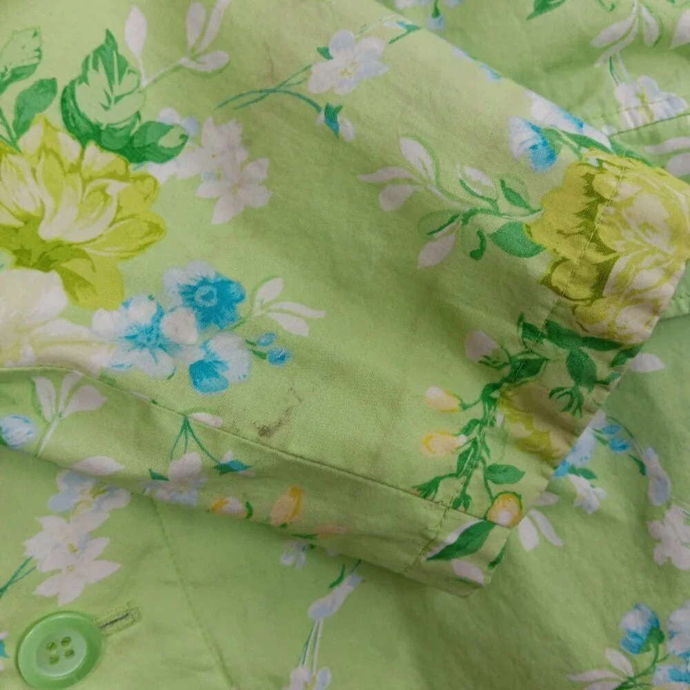 MICHAEL KORS Women's Reversible Spring Green And Floral Trench Coat Size L